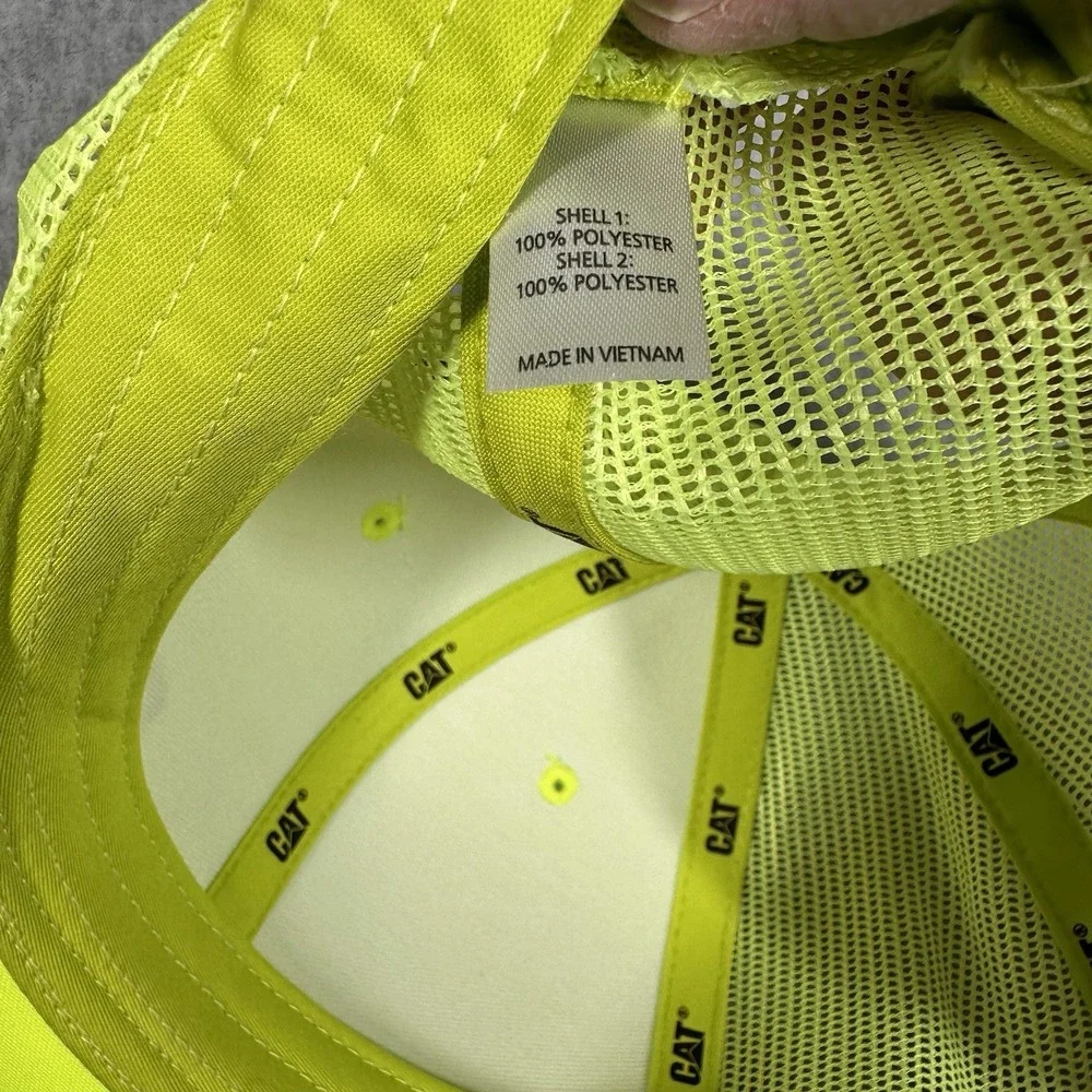 Cat Caterpillar High Visibility Neon Yellow Logo‎ Trucker Hat One Size Fits Most